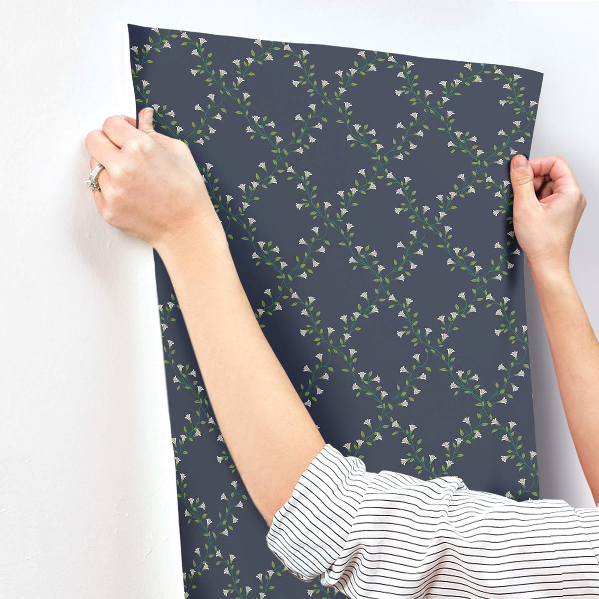 Rifle Paper Co. Bellflower Wallpaper Sample - Navy