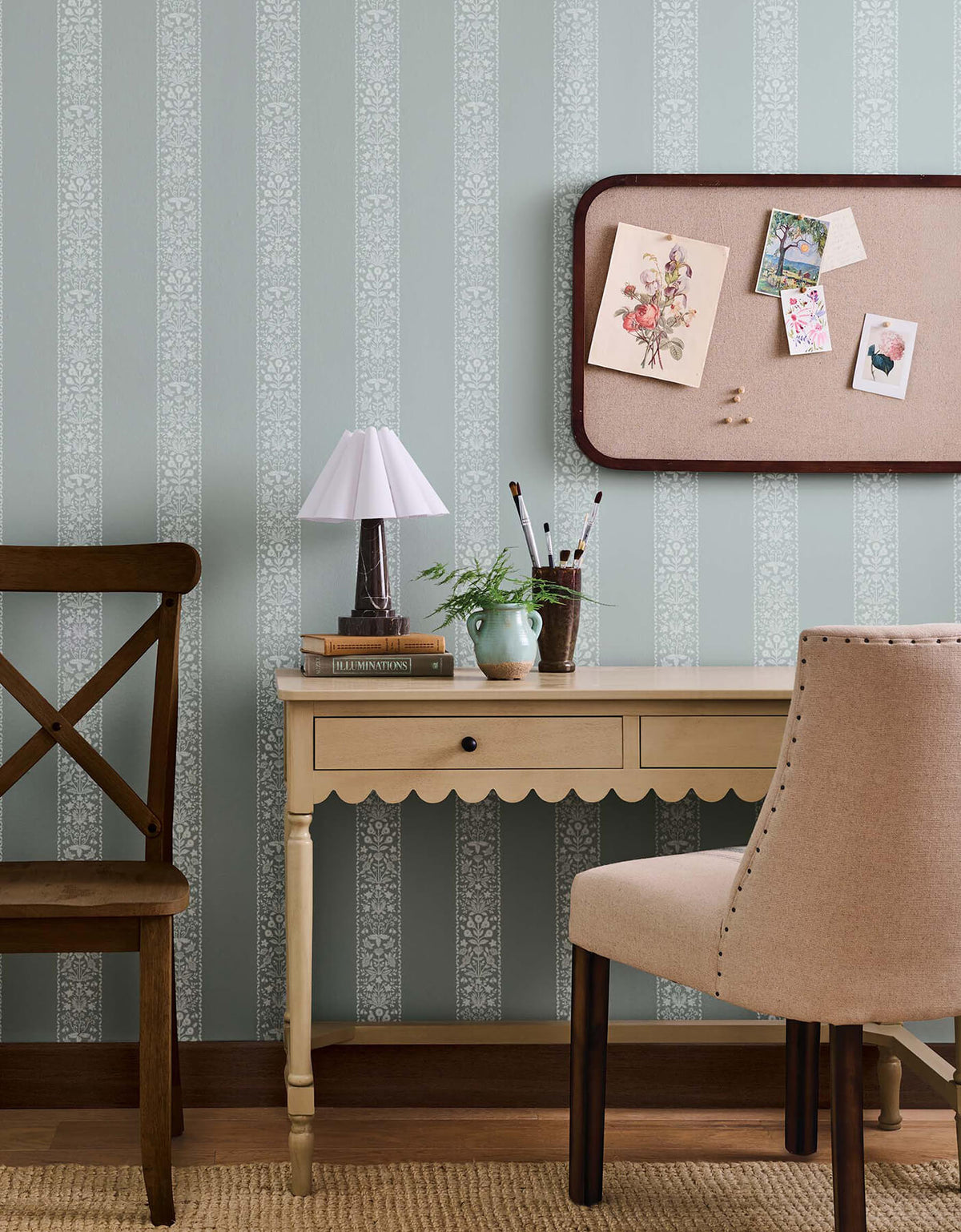 Rifle Paper Co. Estee Stripe Wallpaper Sample - Slate