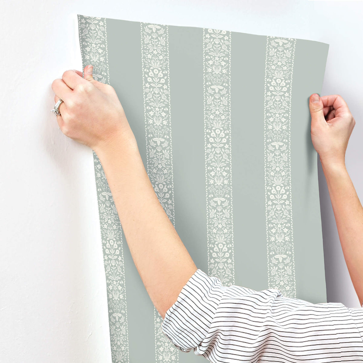 Rifle Paper Co. Estee Stripe Wallpaper Sample - Slate