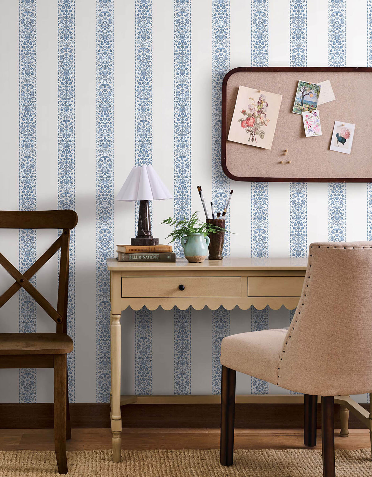Rifle Paper Co. Estee Stripe Wallpaper - Blue & White