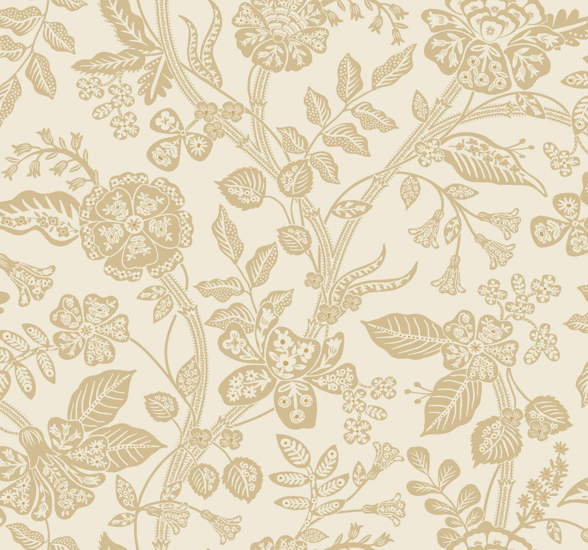Rifle Paper Co. Gracie Garden Wallpaper - Gold & Linen