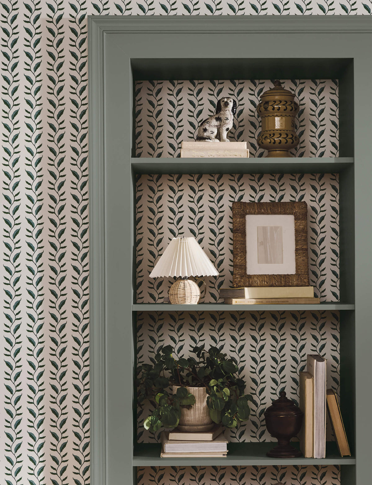 Rifle Paper Co. Seagrass Wallpaper Sample - Emerald & Linen