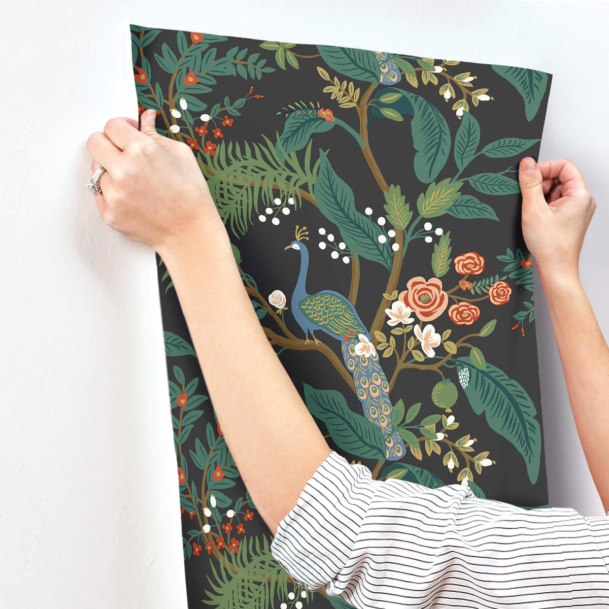 Rifle Paper Co. Peacock Wallpaper - Charcoal