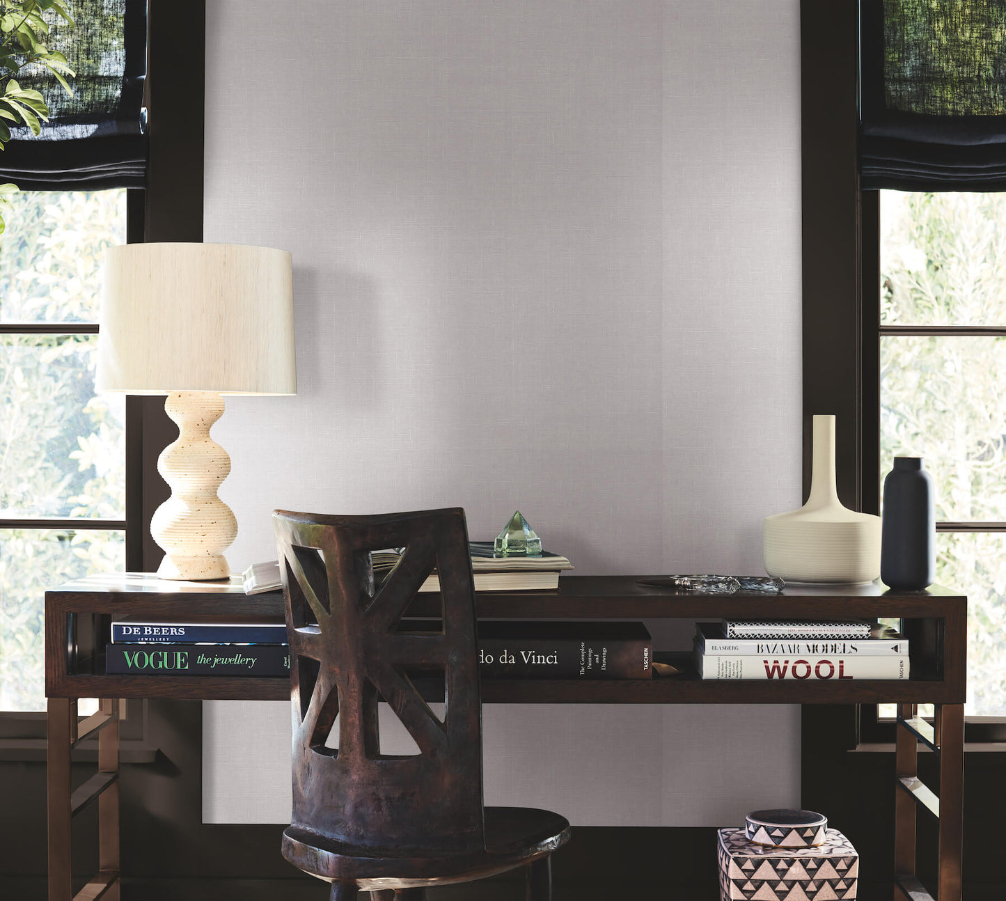 Antonina Vella Artifacts Woven Linen Wallpaper Sample - Grey