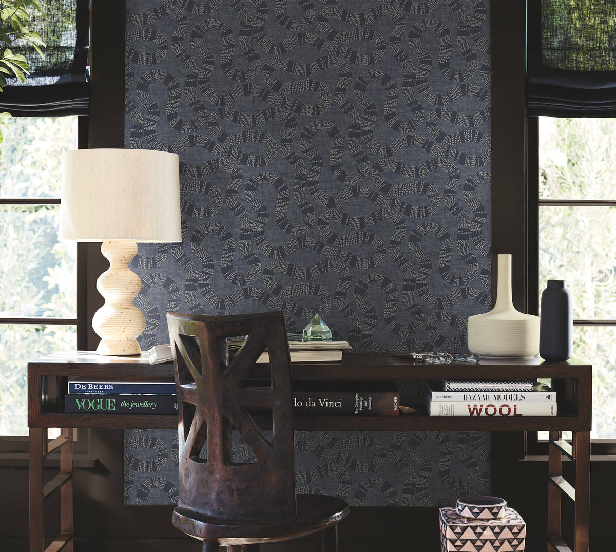 Antonina Vella Artifacts Ophidia Wallpaper Sample - Navy