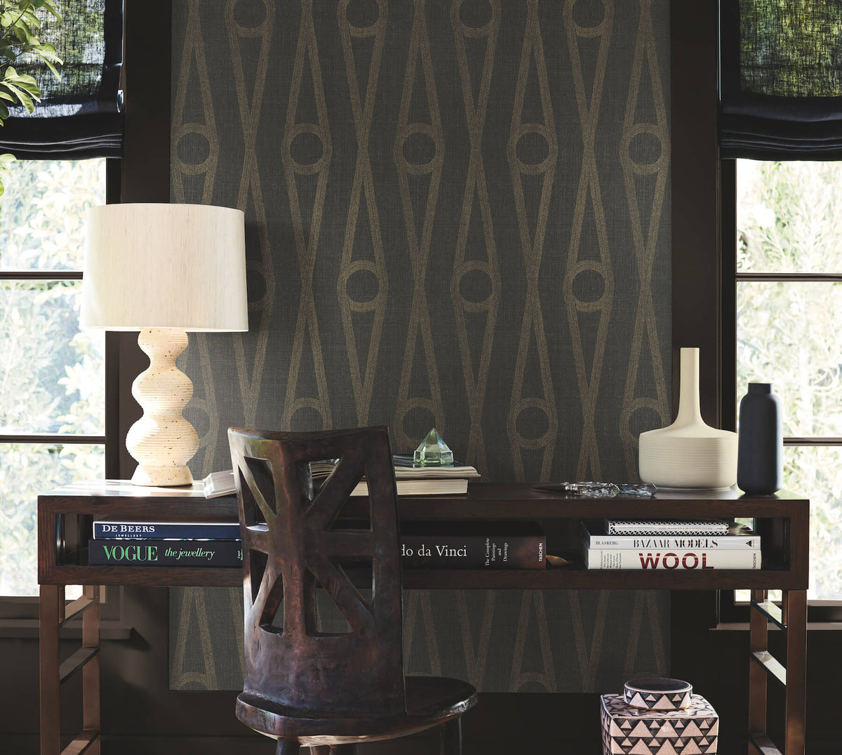 Antonina Vella Artifacts Henlein Wallpaper Sample - Charcoal