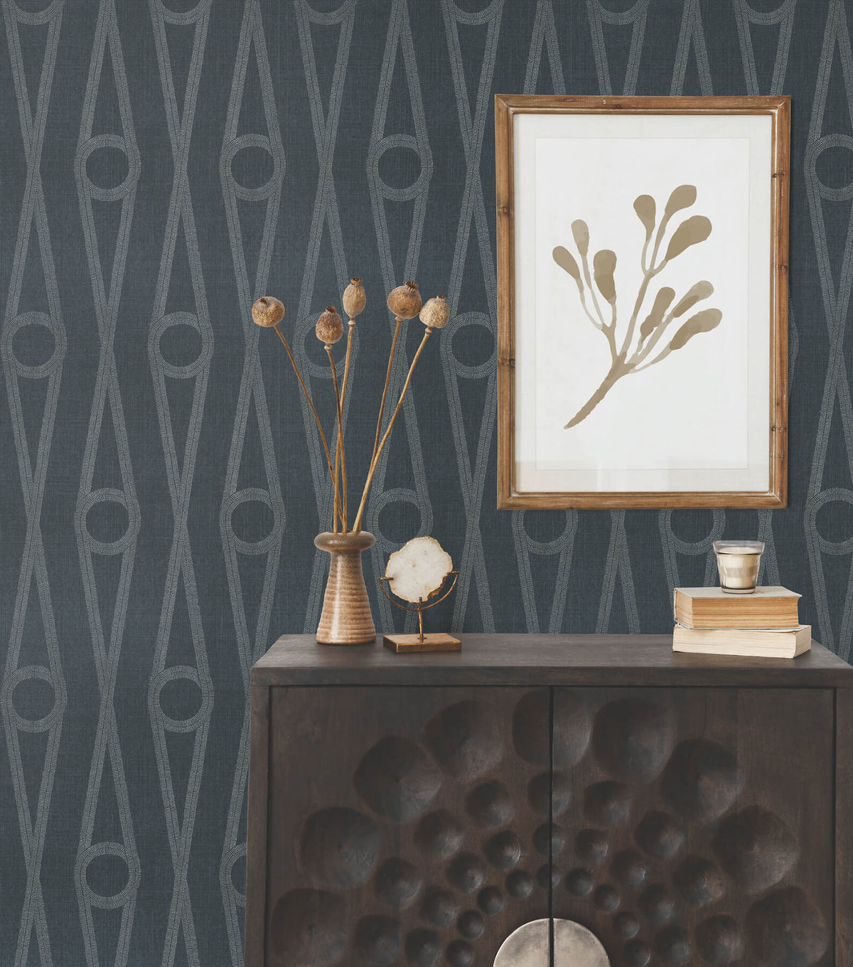 Antonina Vella Artifacts Henlein Wallpaper Sample - Indigo