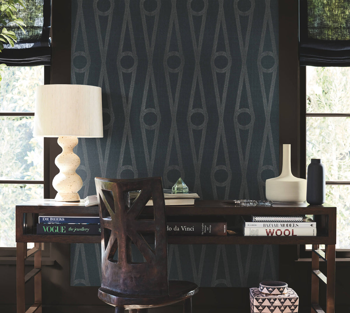 Antonina Vella Artifacts Henlein Wallpaper Sample - Indigo