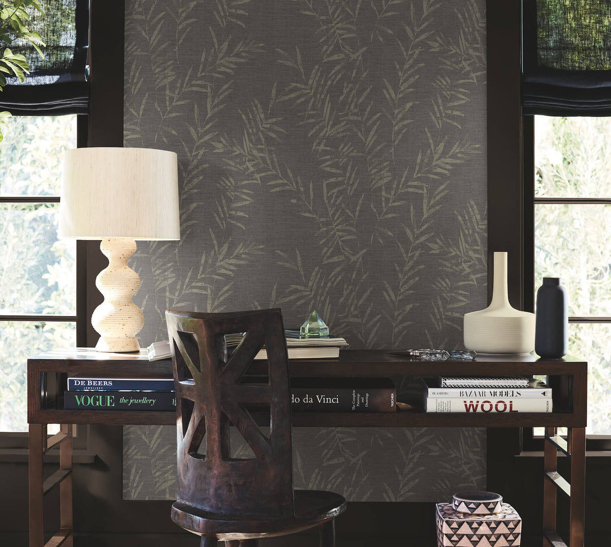 Antonina Vella Artifacts Allerton Bamboo Wallpaper Sample - Black