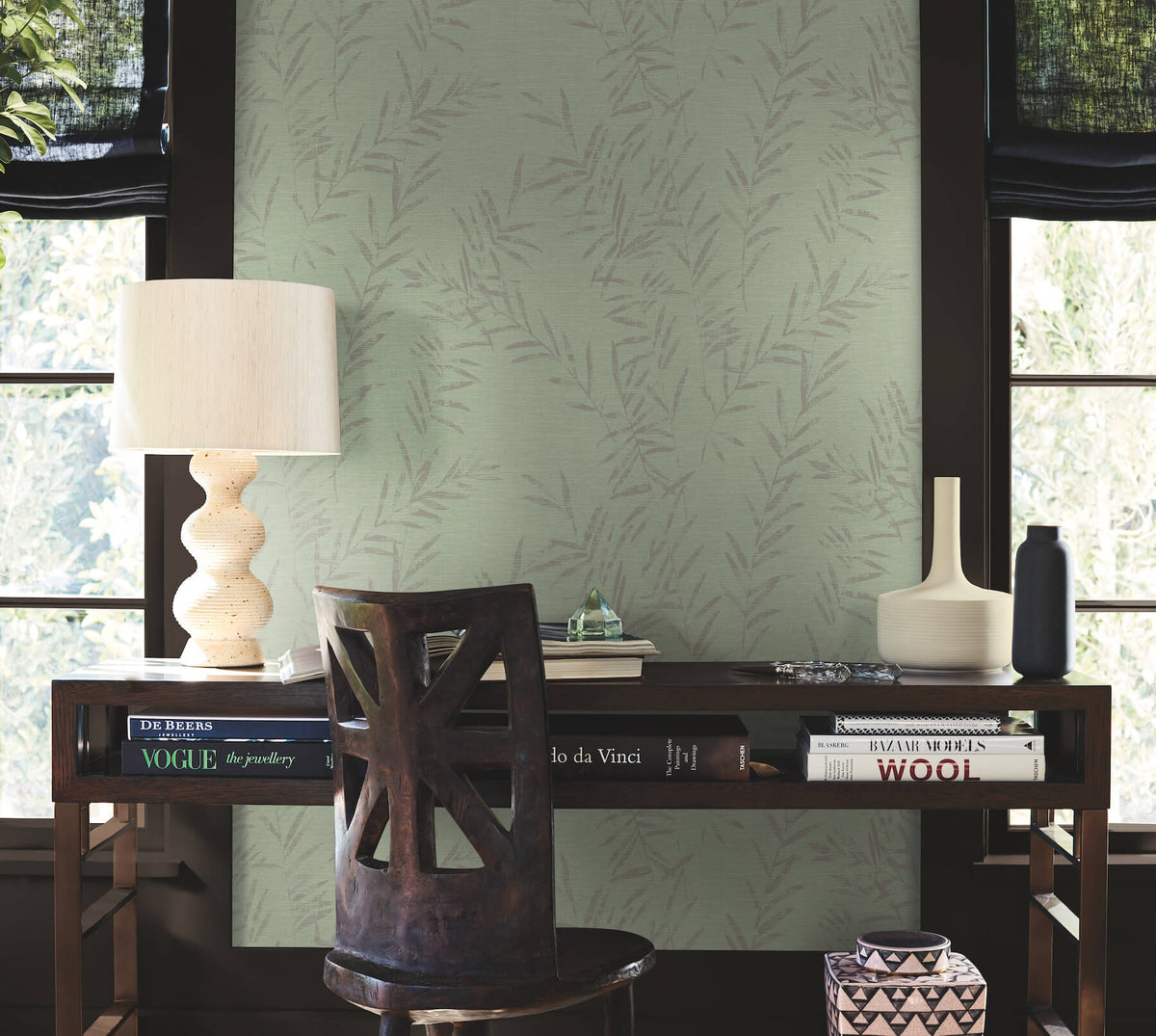 Antonina Vella Artifacts Allerton Bamboo Wallpaper Sample - Sage