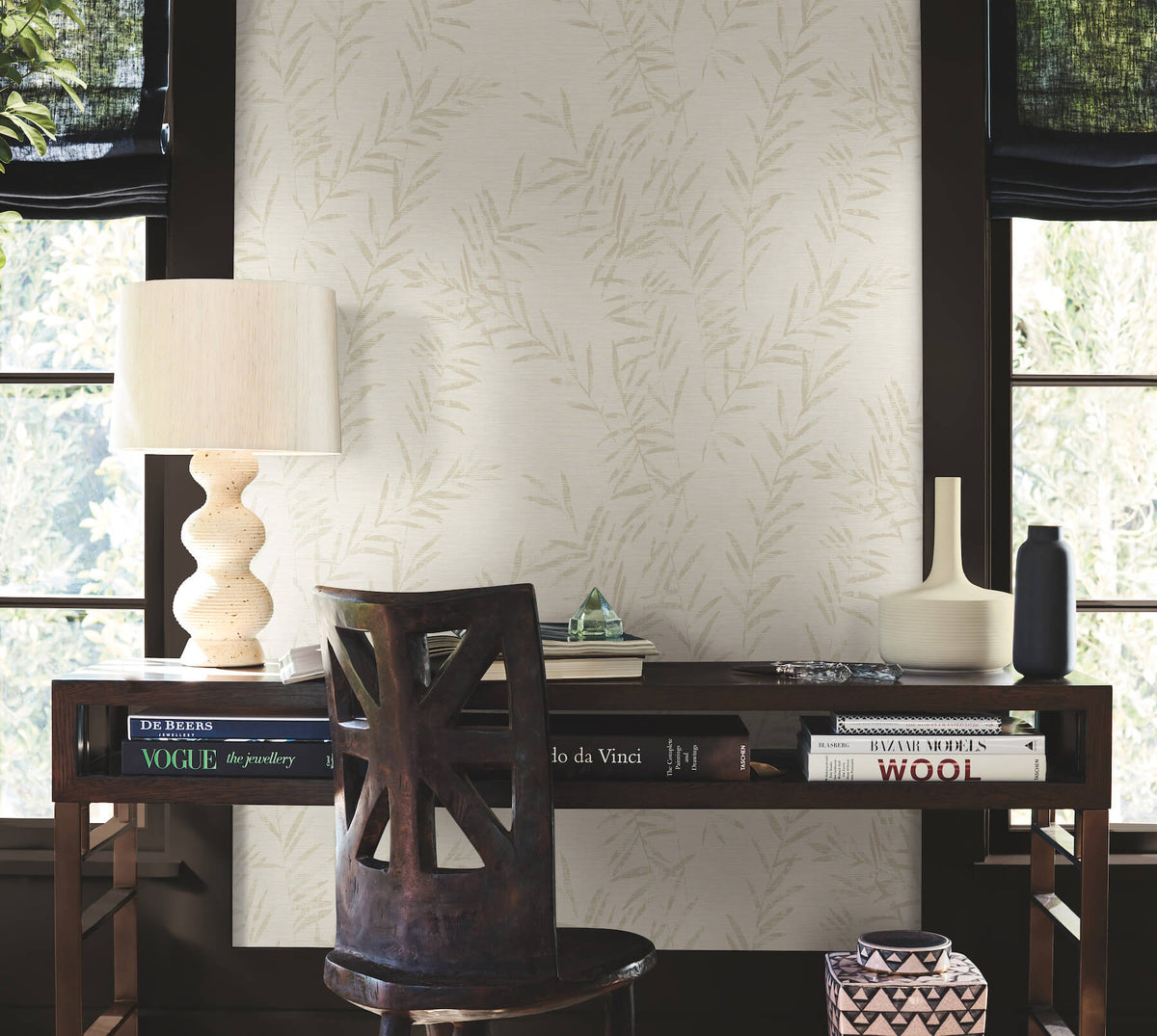 Antonina Vella Artifacts Allerton Bamboo Wallpaper Sample - Alabaster