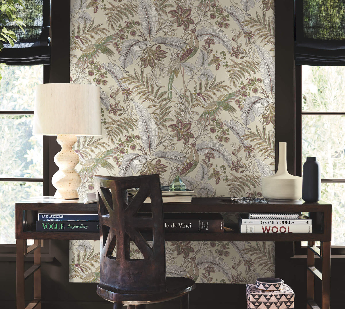 Antonina Vella Artifacts Heronwood Wallpaper Sample - Mulberry