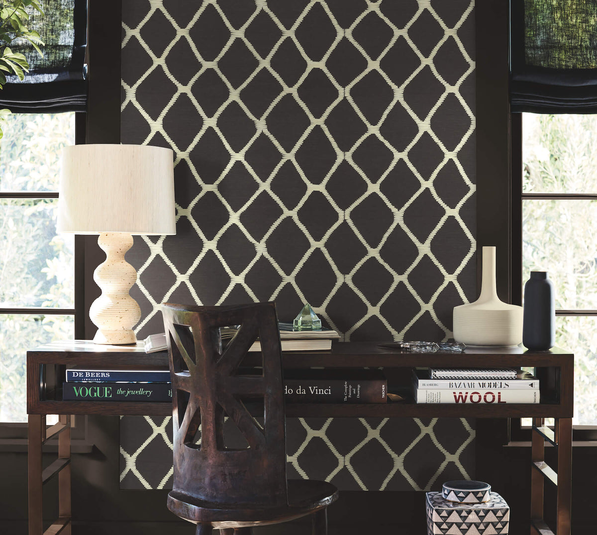 Antonina Vella Artifacts Tonga Wallpaper Sample - Black & White