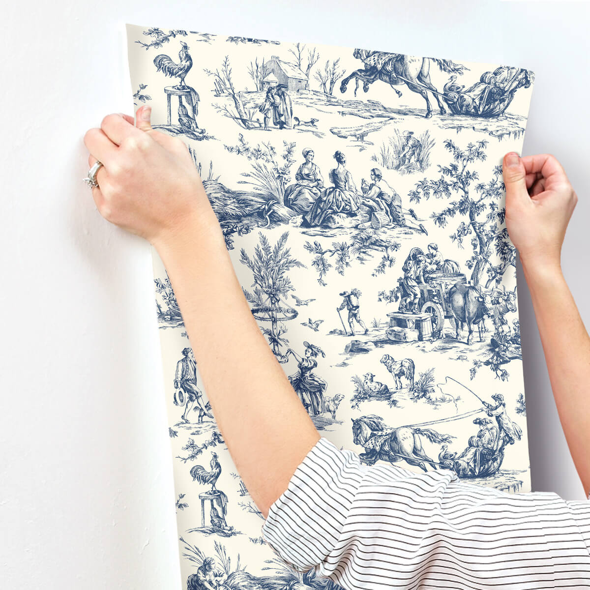 York Toile Seasons Toile Wallpaper Sample - Blue