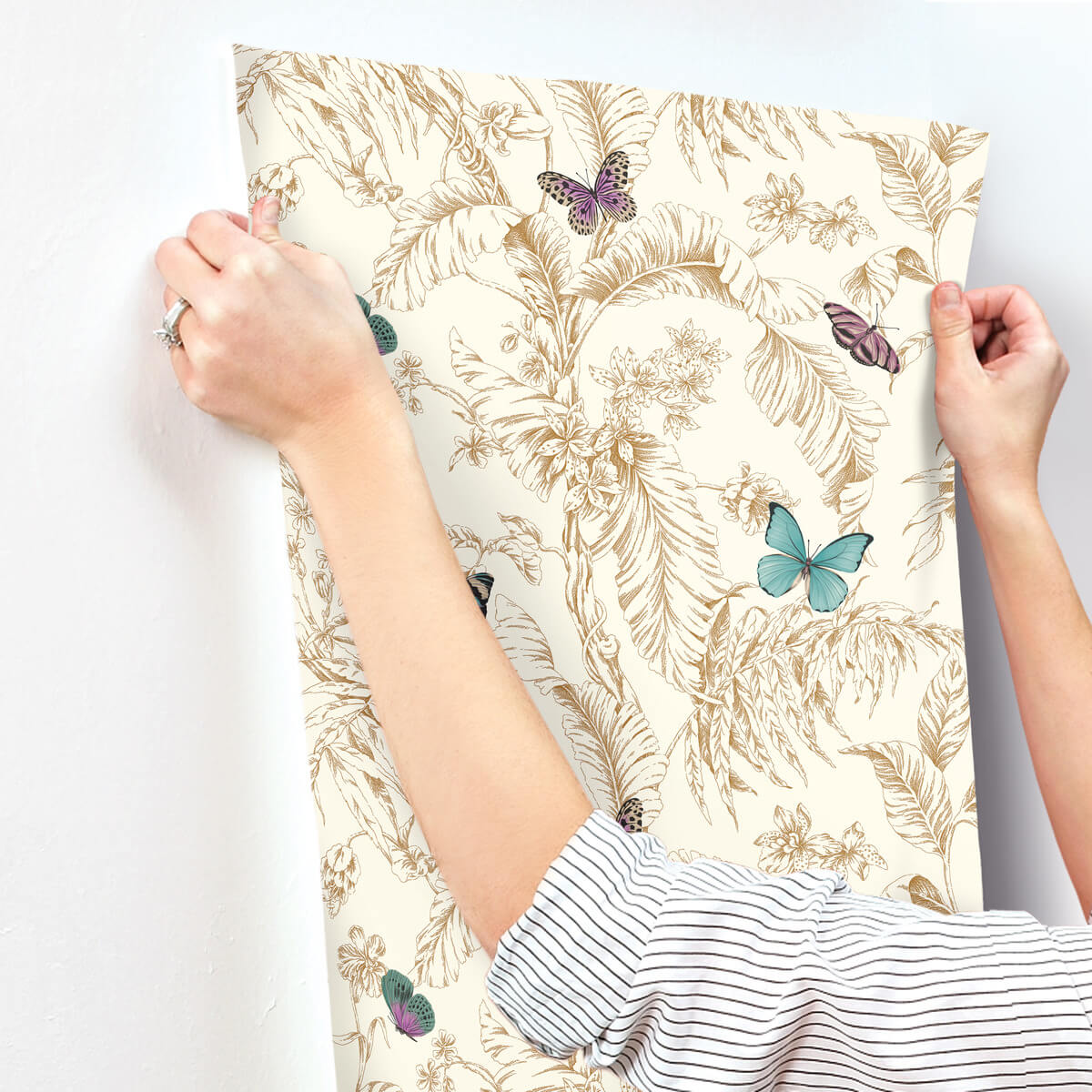 York Toile Papillon Wallpaper - Purple & Blue