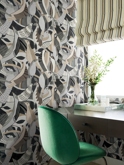Artistic Abstracts Fauvist Flock Wallpaper - Brown