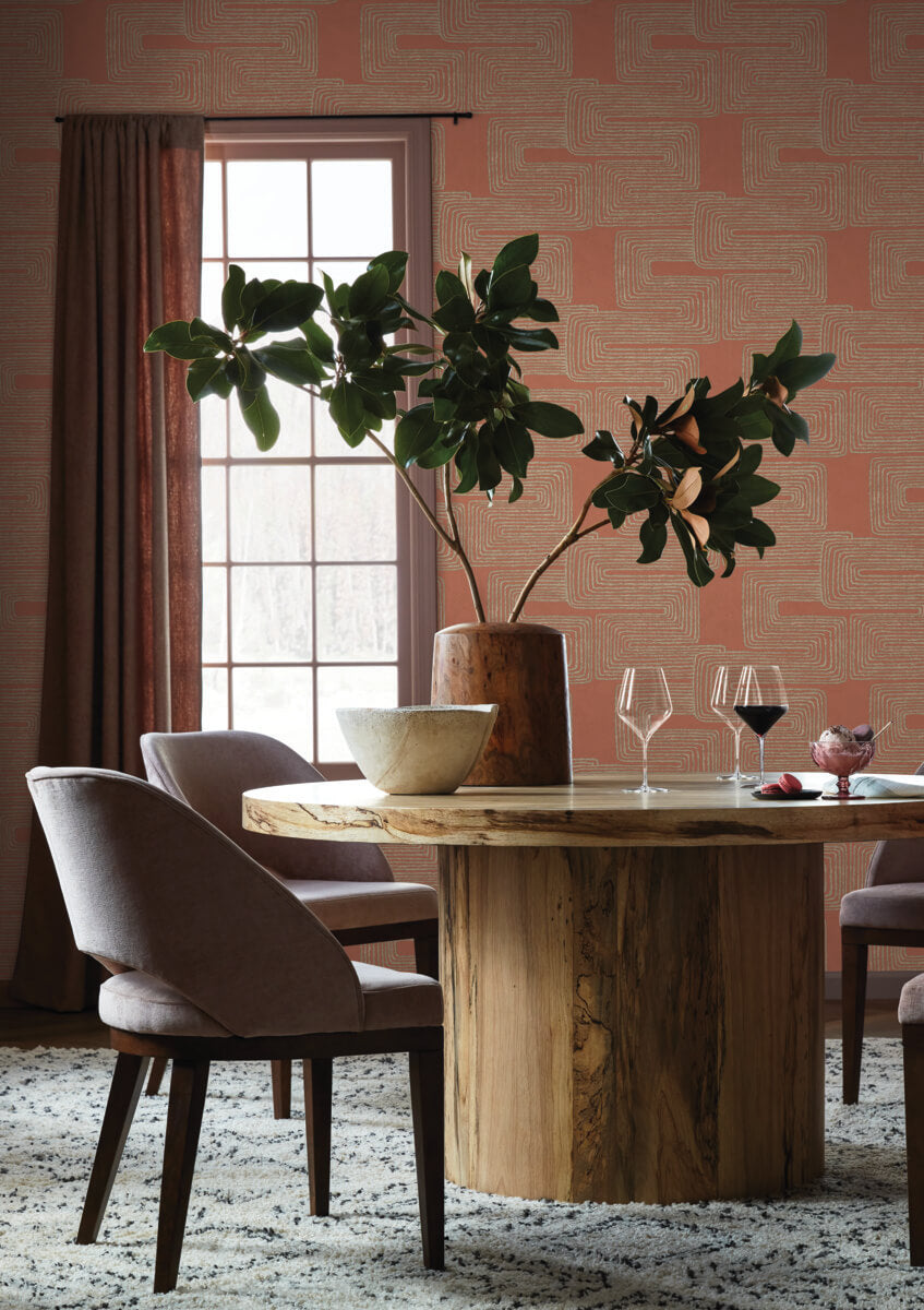 York Artistic Abstracts Zulu Thread Wallpaper - Coral