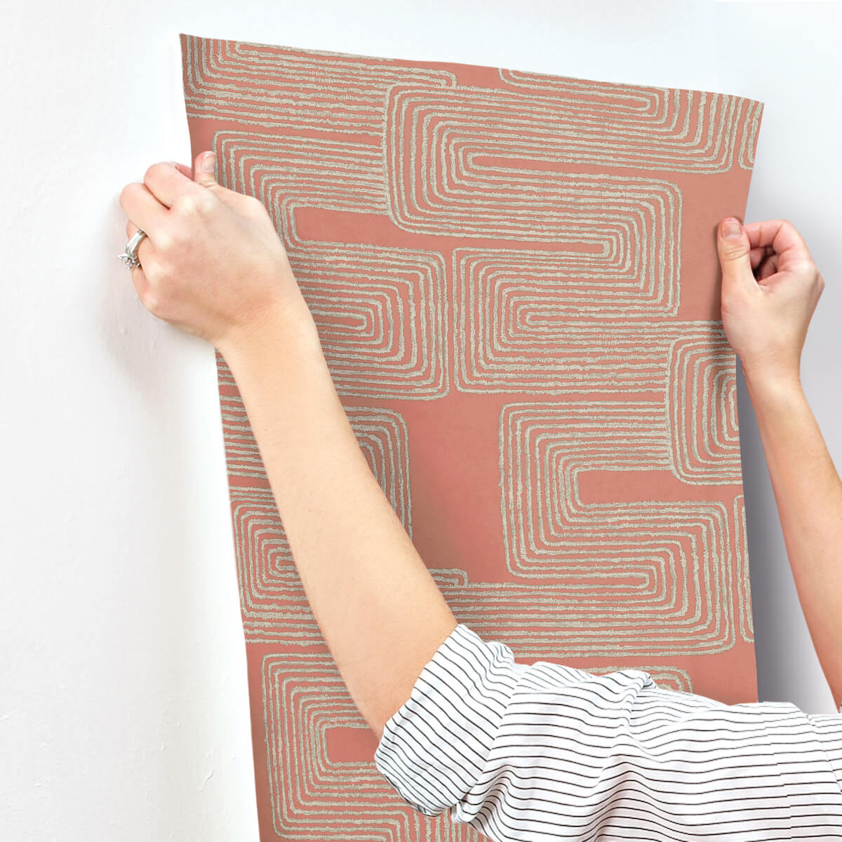 York Artistic Abstracts Zulu Thread Wallpaper - Coral