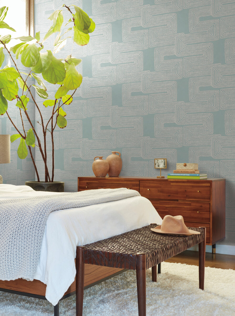 York Artistic Abstracts Zulu Thread Wallpaper - Sky Blue