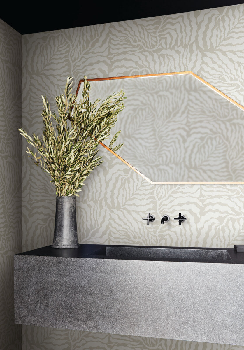 York Artistic Abstracts Fern Fronds Wallpaper - Taupe