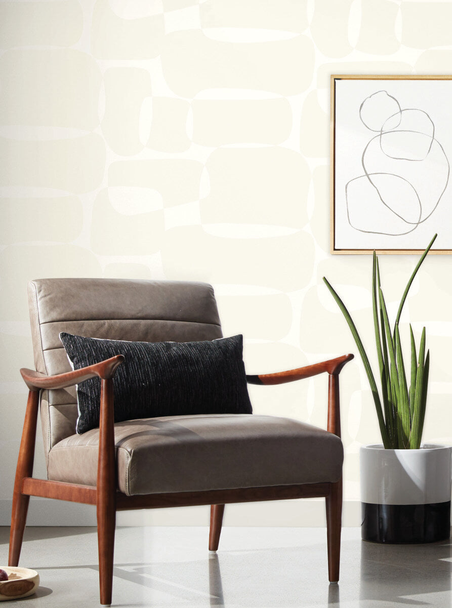 York Artistic Abstracts Block Wallpaper - White