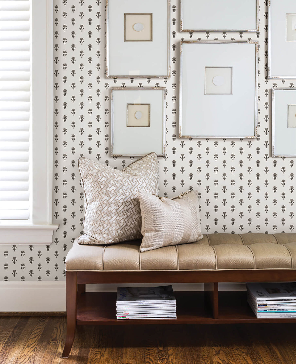 Erin Gates Libby Mini Floral Wallpaper Sample - Stone
