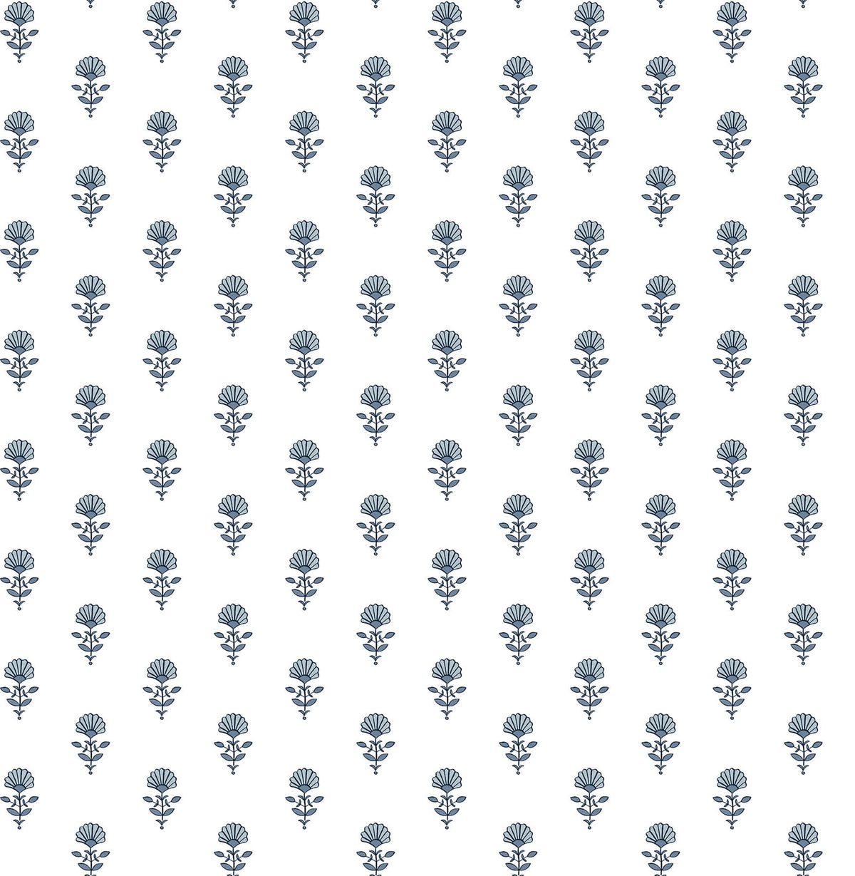 Erin Gates Libby Mini Floral Wallpaper Sample - Blue Heather