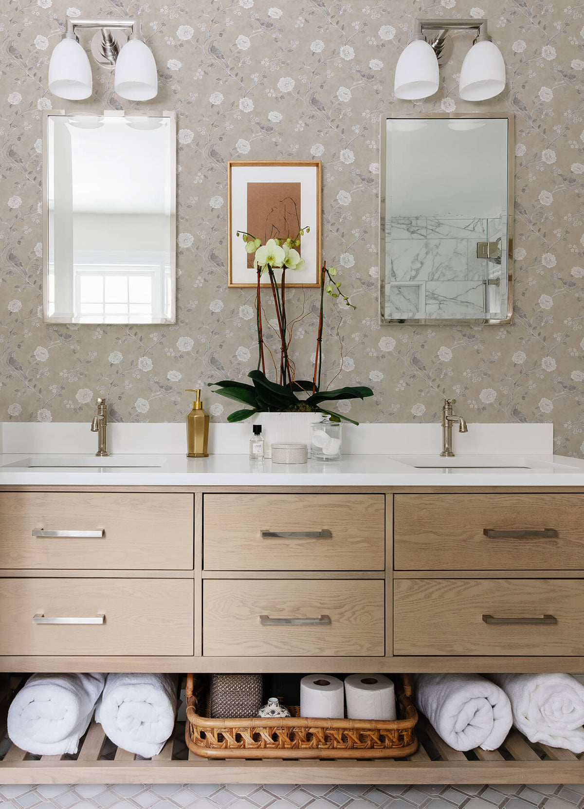 Erin Gates Wellesley Chinoiserie Wallpaper Sample - Taupe