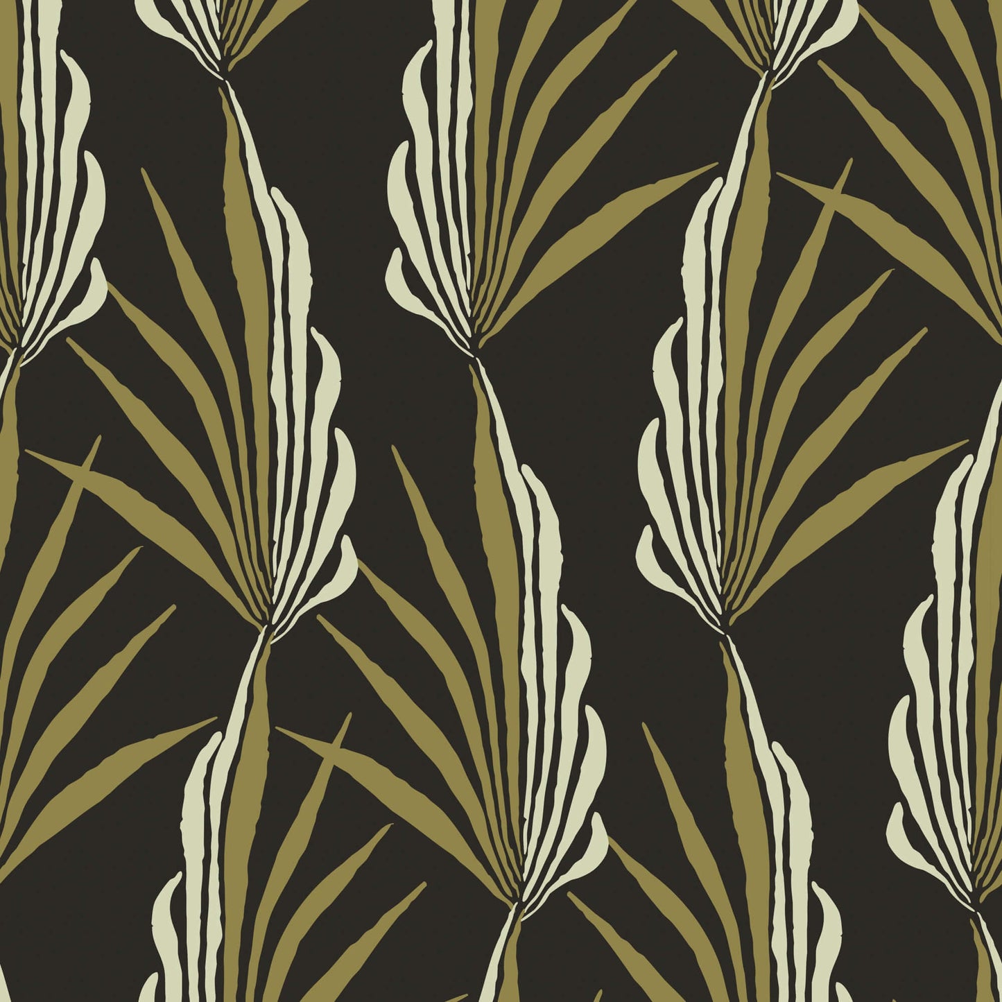 Mitchell Black Areca Palm Wallpaper Sample - Golden Black