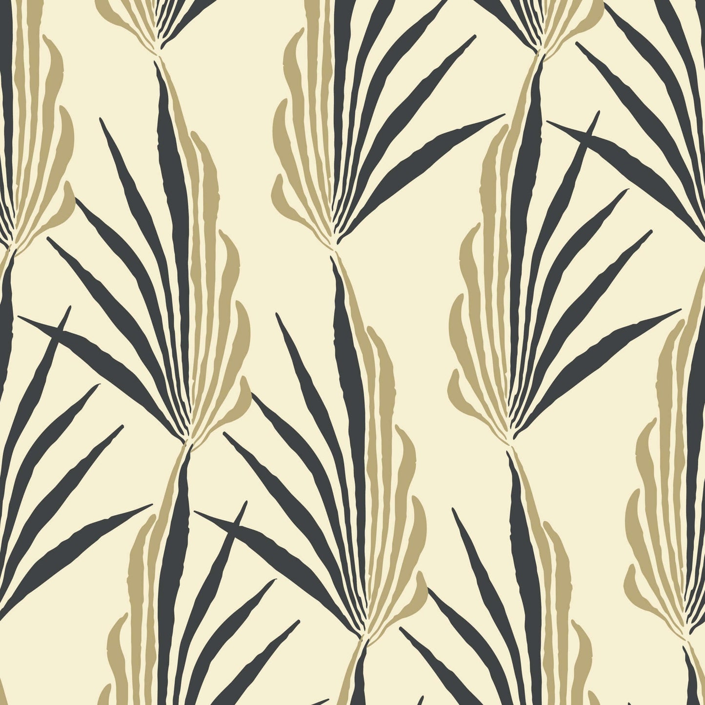 Mitchell Black Areca Palm Wallpaper Sample - Pale Sun