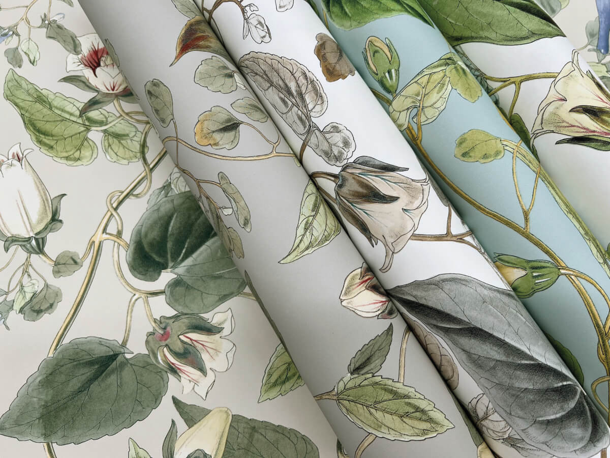 York Blooms Second Edition Moon Flower Wallpaper Sample - Light Taupe