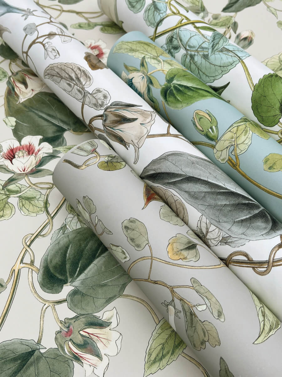 York Blooms Second Edition Moon Flower Wallpaper Sample - Light Taupe