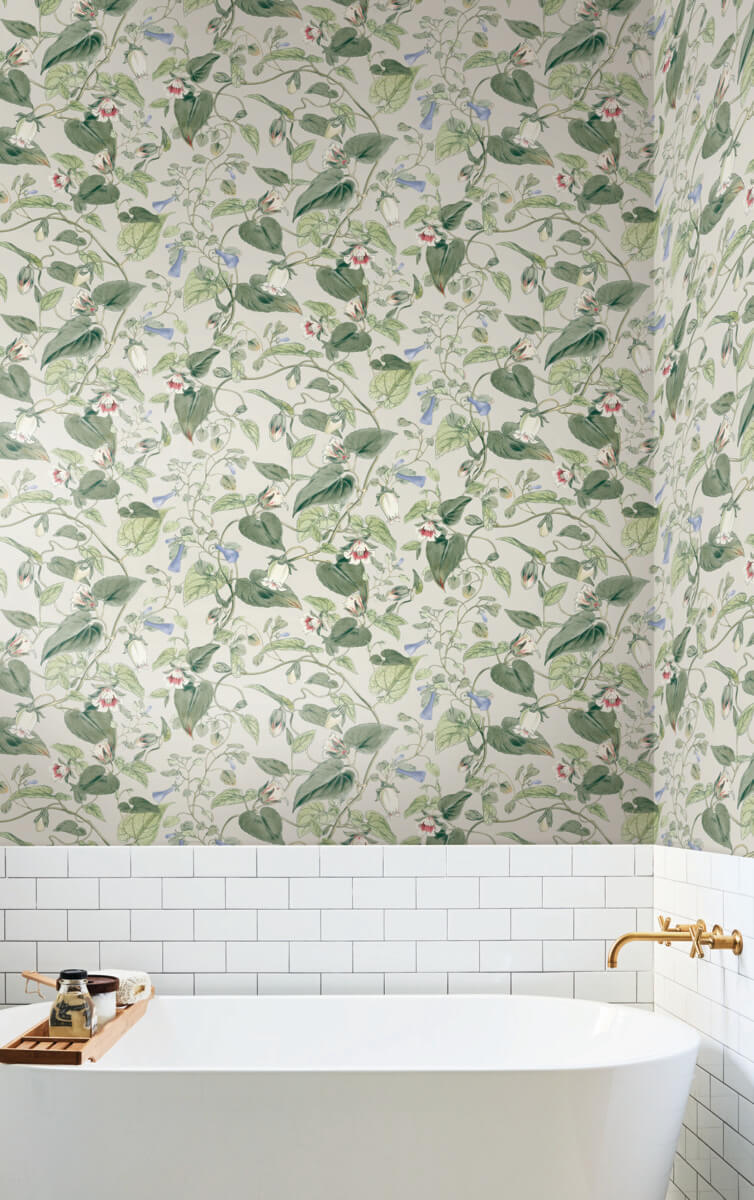 York Blooms Second Edition Moon Flower Wallpaper Sample - Light Taupe