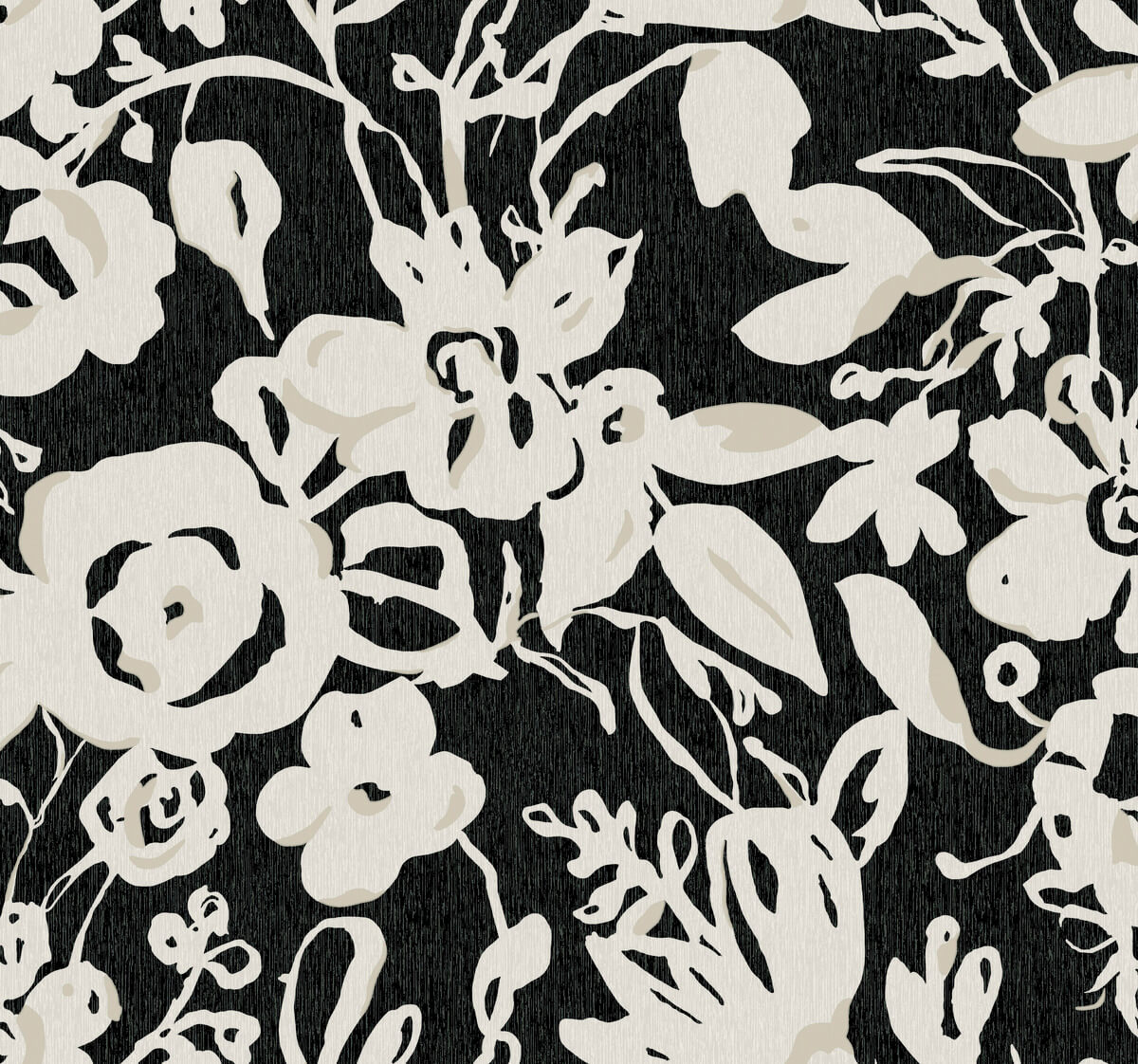 York Blooms Second Edition Brushstroke Floral Wallpaper - Black