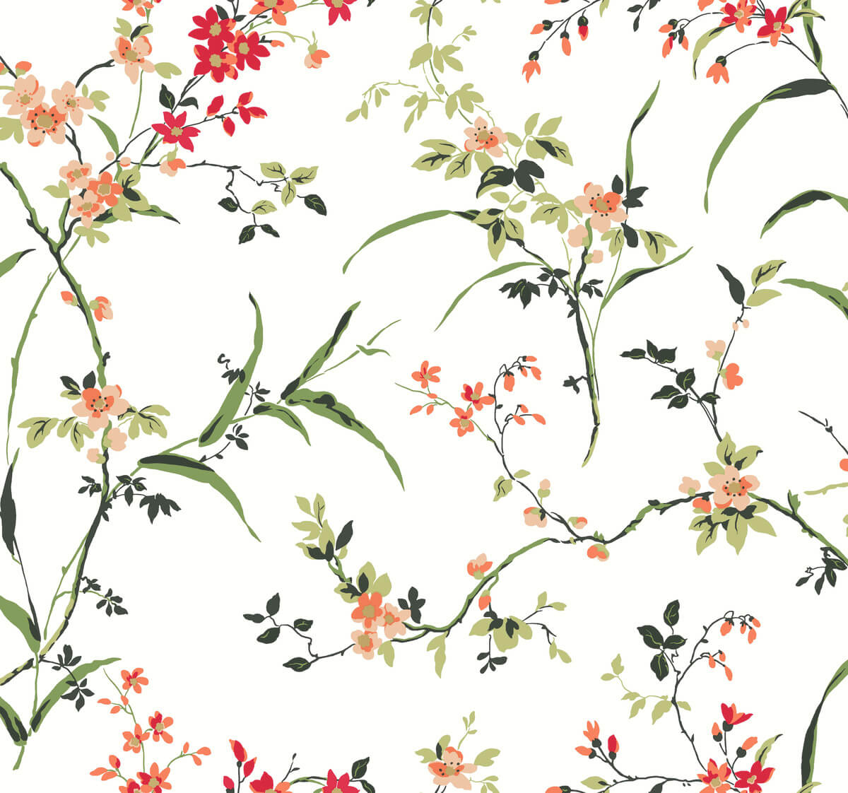 York Blooms Second Edition Blossom Branches Wallpaper - White & Red