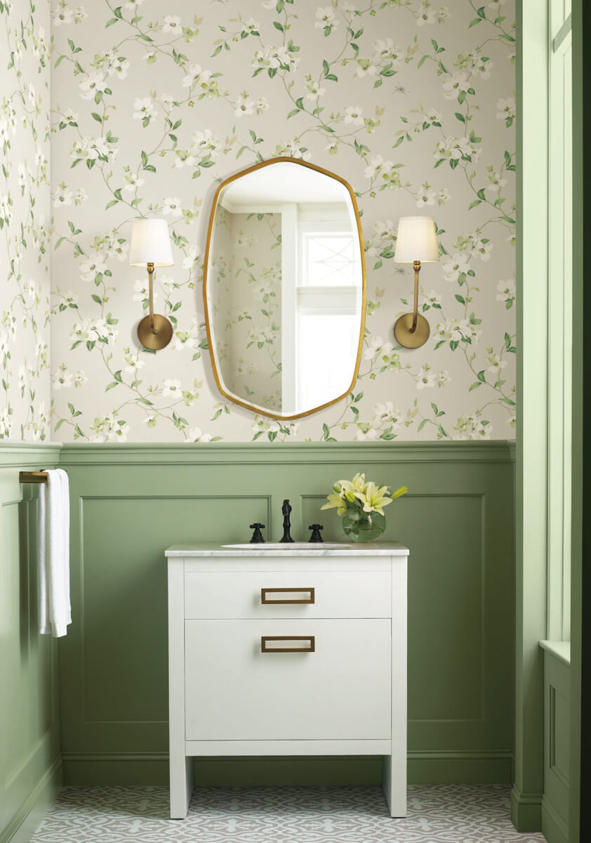 York Blooms Dogwood Wallpaper - Light Gray
