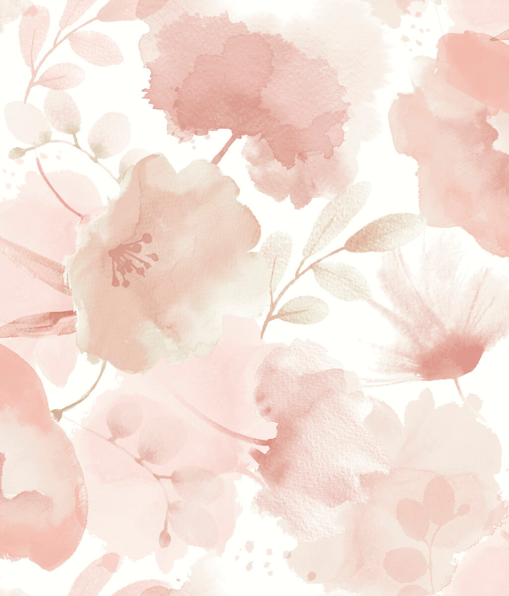 York Blooms Second Edition Watercolor Bouquet Wallpaper - Blush