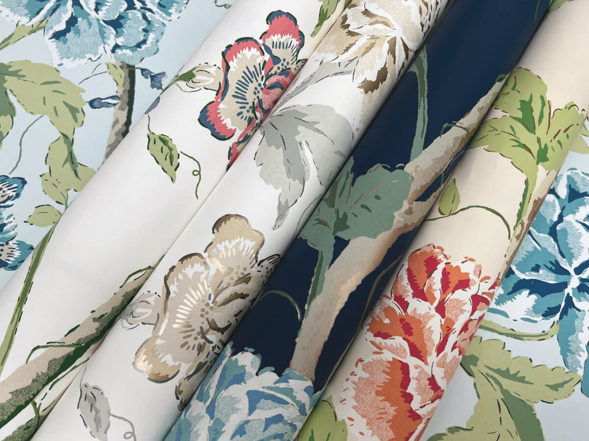 York Blooms Second Edition Teahouse Floral Wallpaper - Light Blue