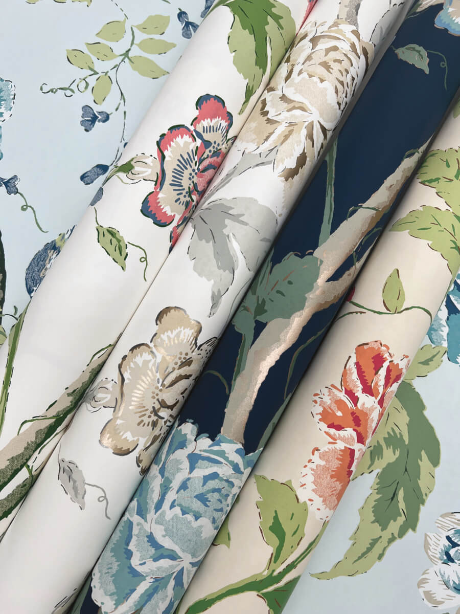 York Blooms Second Edition Teahouse Floral Wallpaper - Light Blue