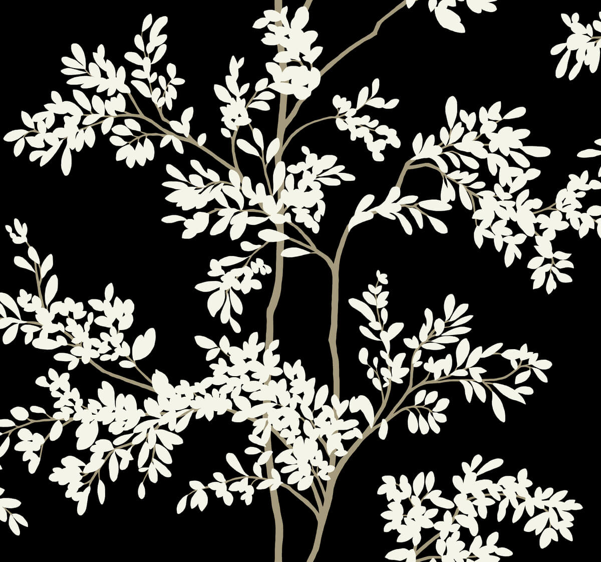 York Blooms Second Edition Lunaria Silhouette Wallpaper Sample - Black & White