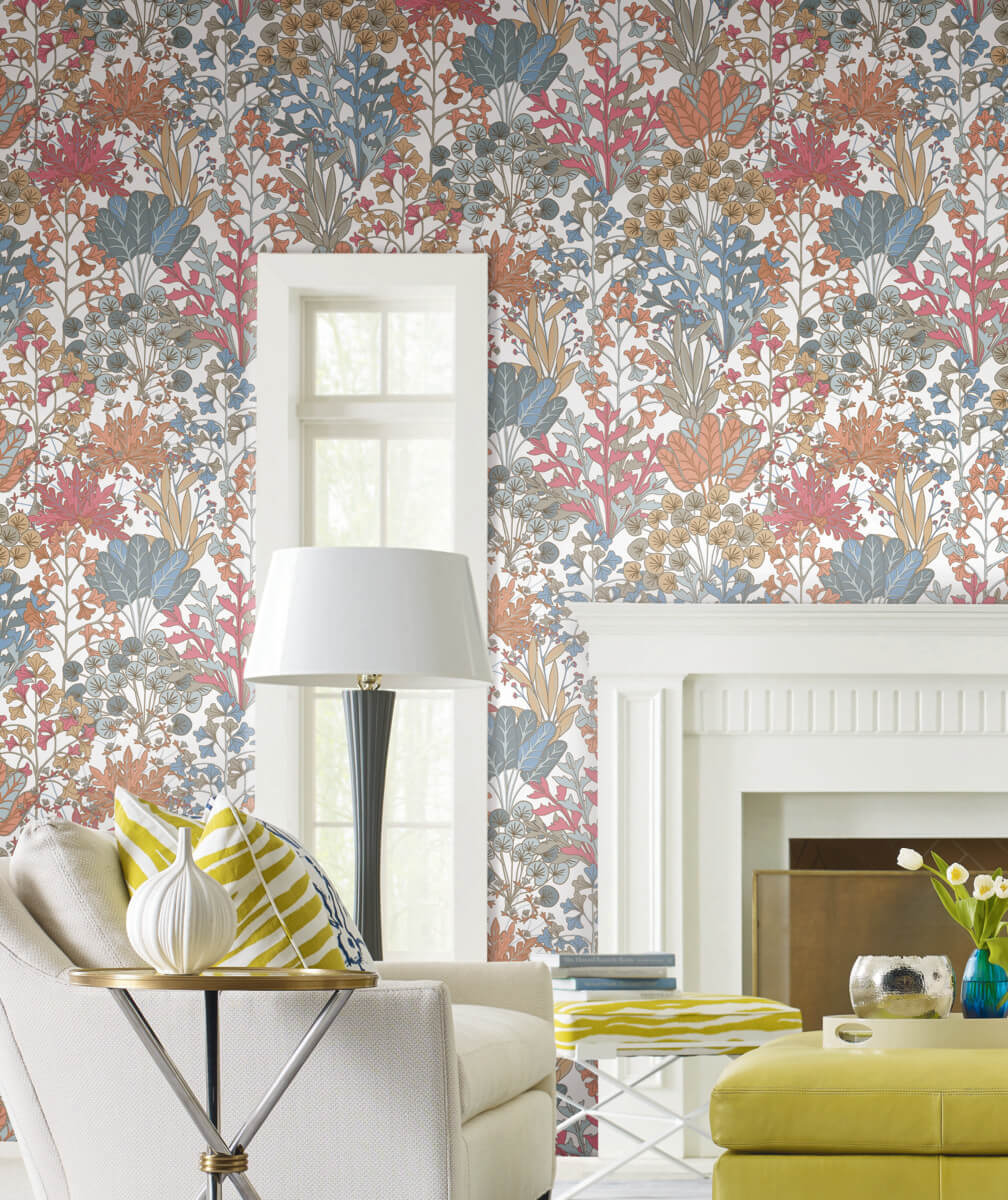 York Blooms Second Edition Forest Floor Wallpaper - Coral