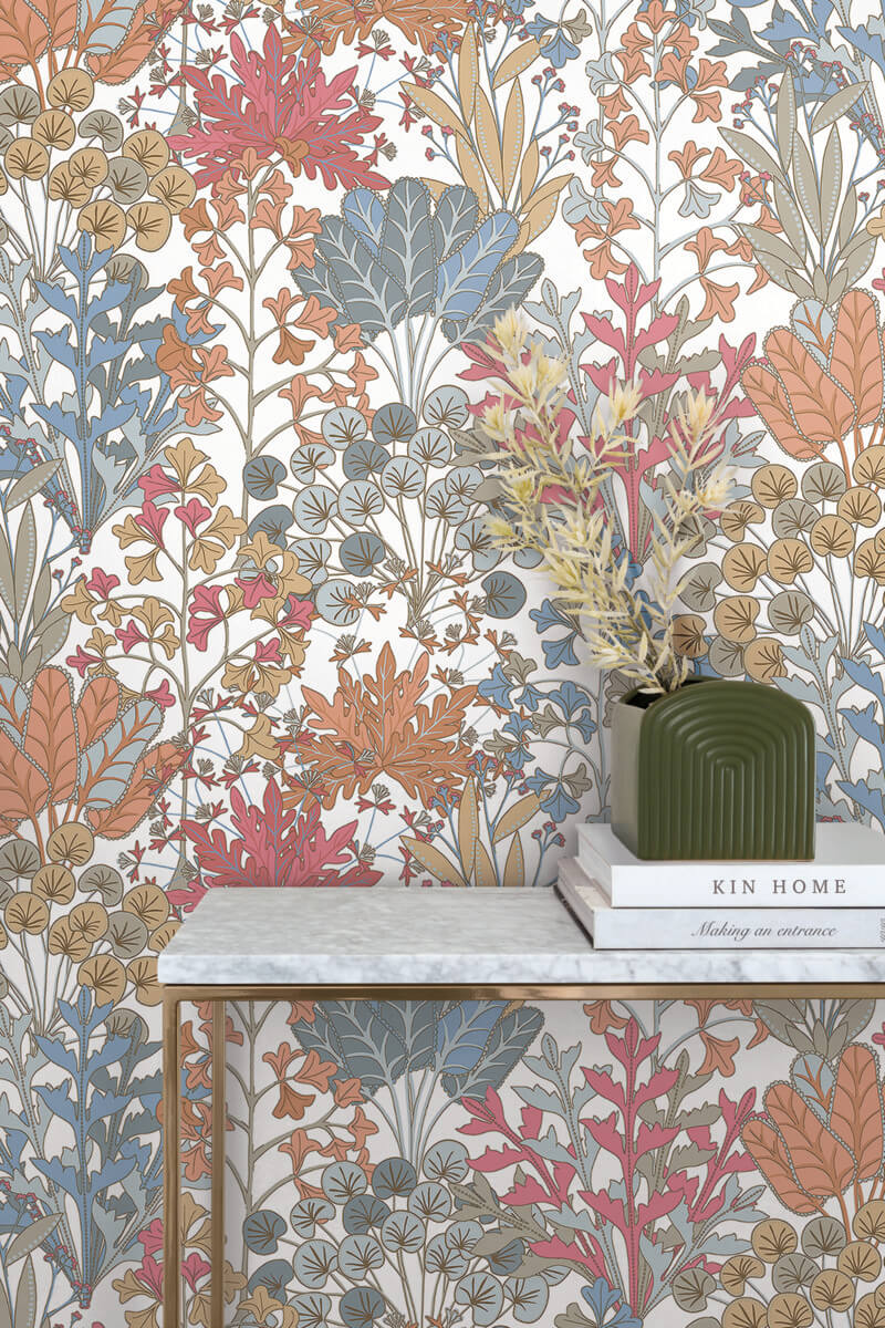 York Blooms Second Edition Forest Floor Wallpaper - Coral