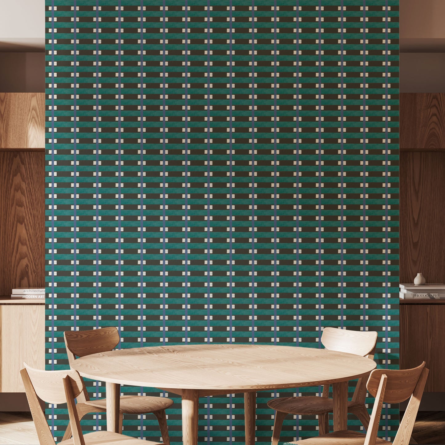 Mitchell Black Blessed Little Bungalow Lowcountry Sweetgrass Wallpaper - Black Teal