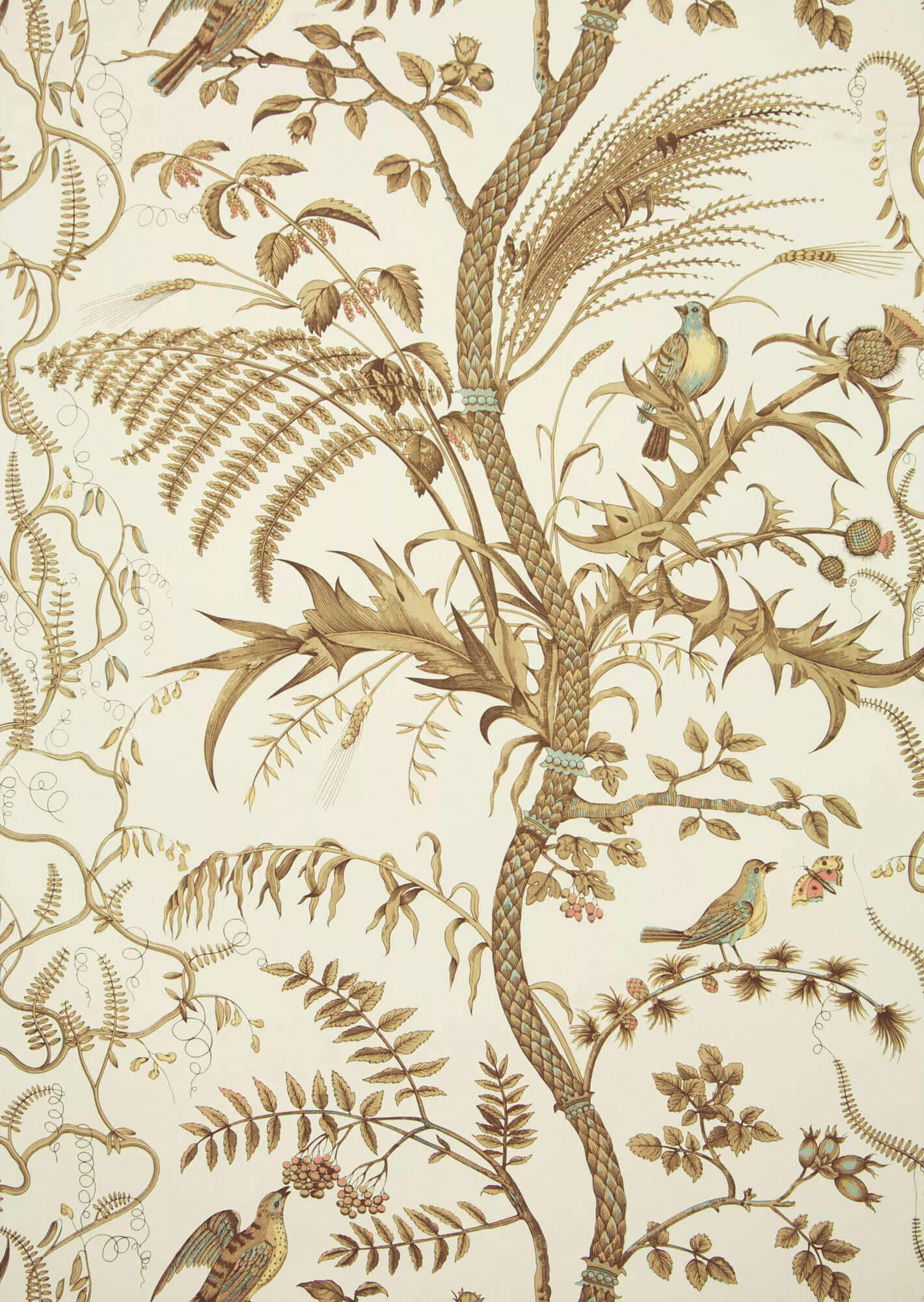 Brunschwig & Fils Bird and Thistle Wallpaper - Beige
