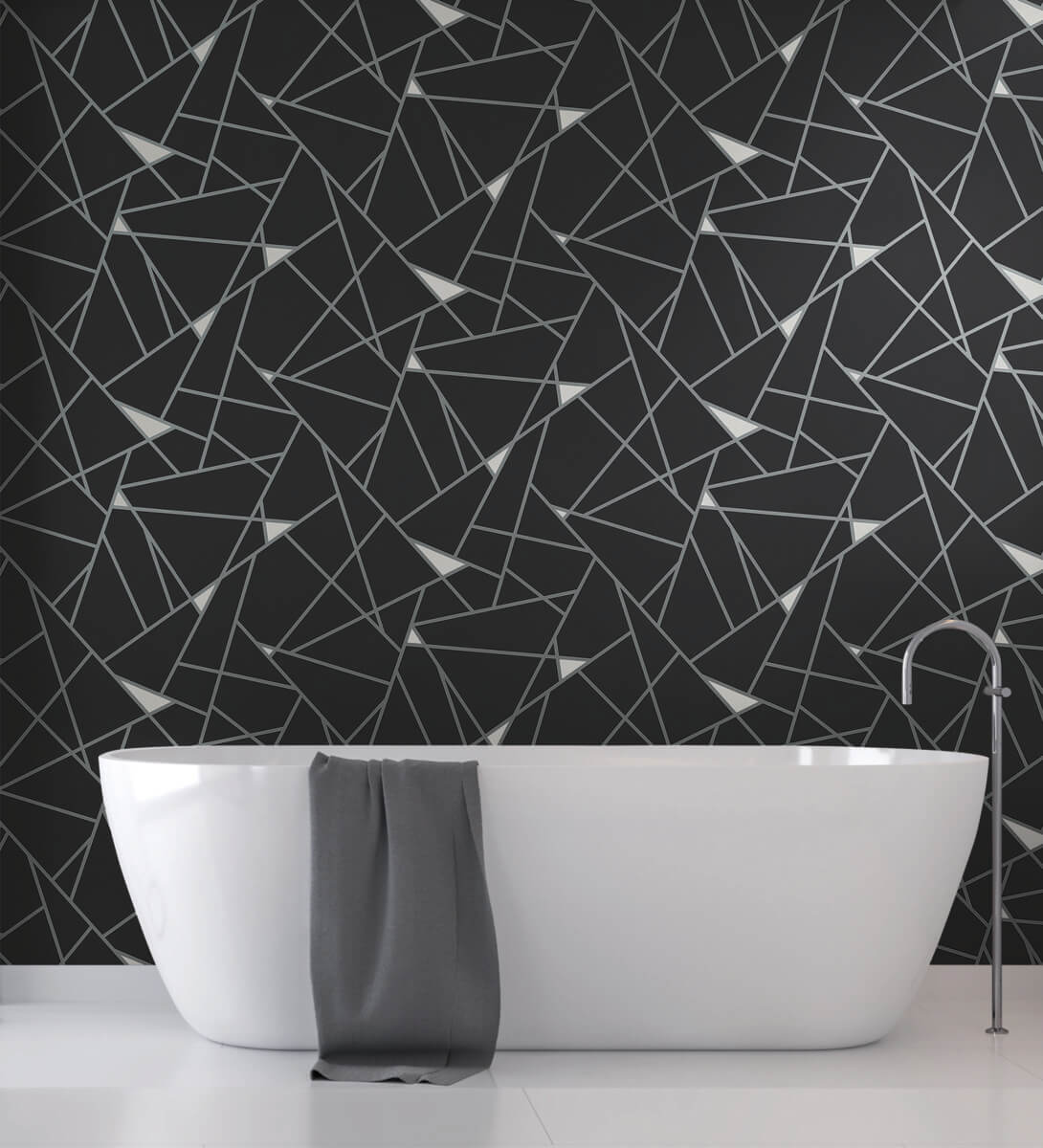 York Black & White Resource Library Prismatic Wallpaper - Black & Silver