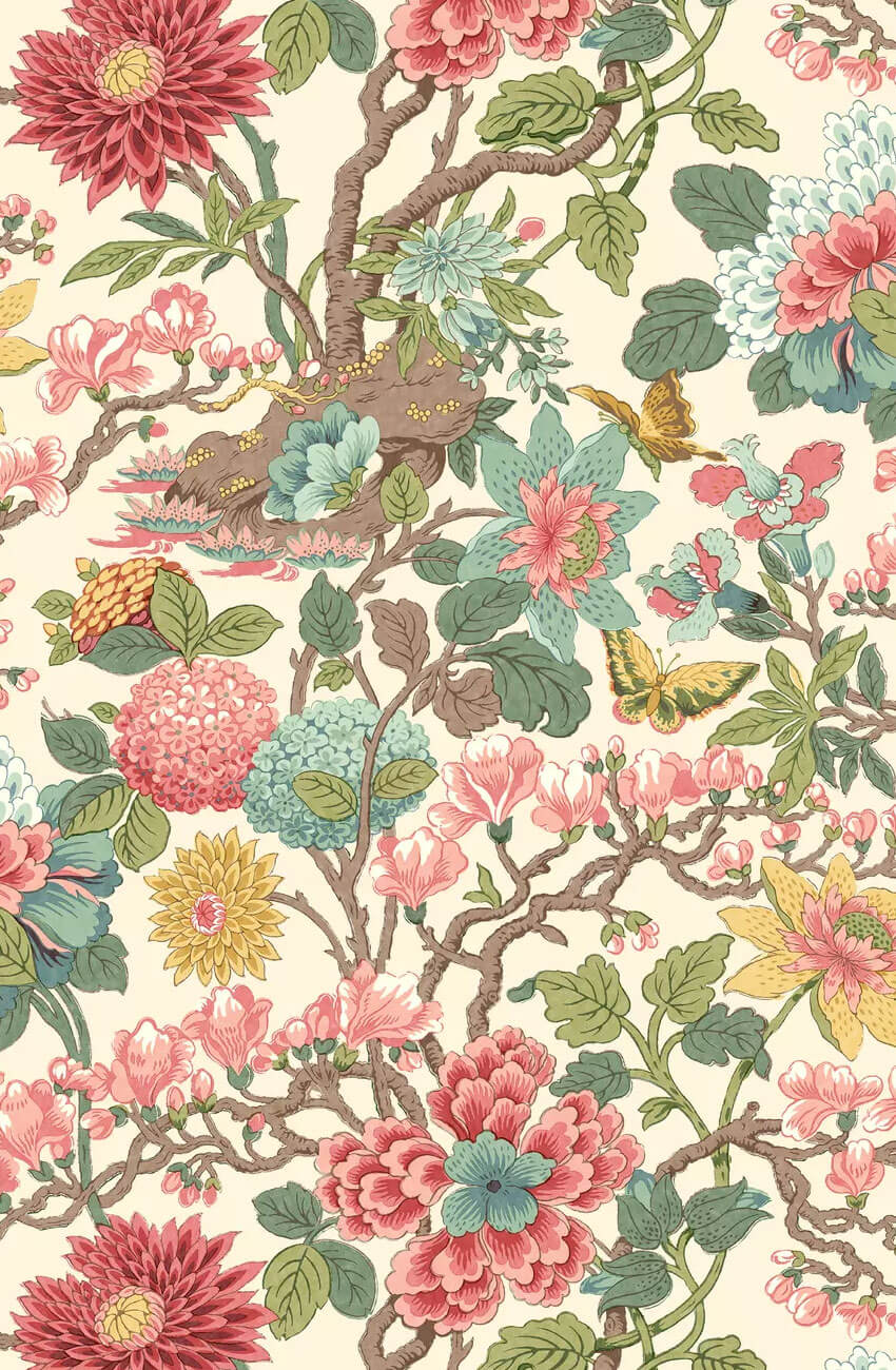 G P & J Baker Originals Little Magnolia Wallpaper - Rose Madder