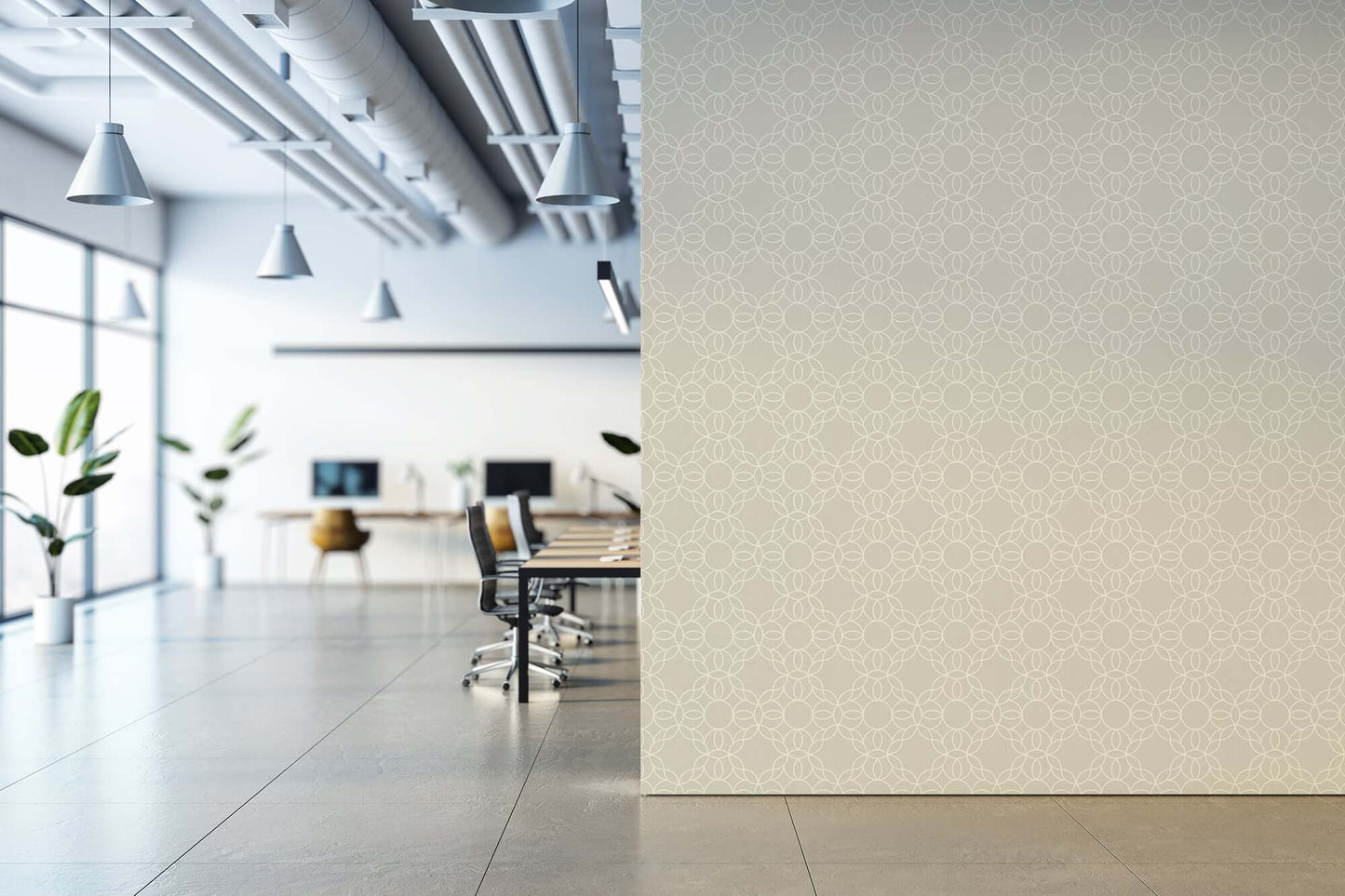 Mitchell Black Bloom Ring Wallpaper - Alabaster