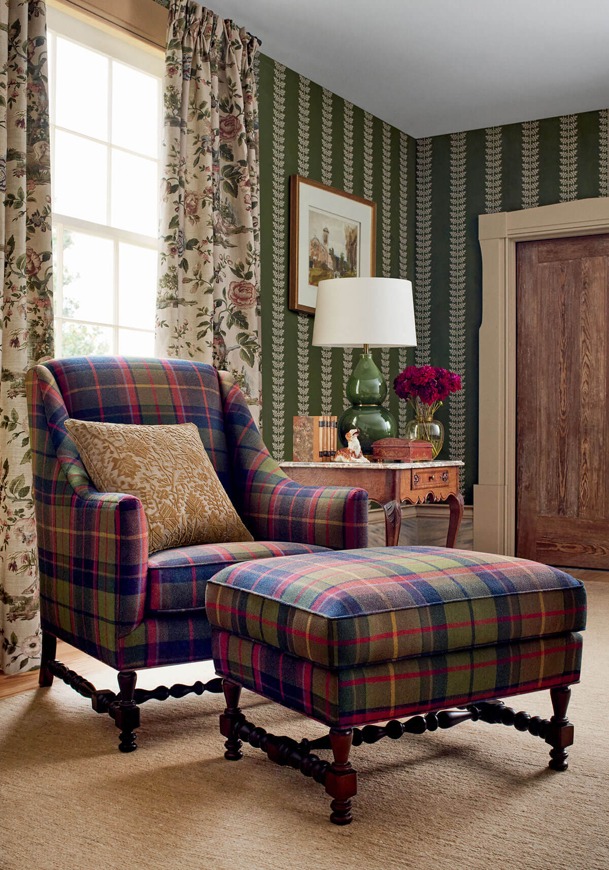 Thibaut Boxwood Amble Wallpaper Sample - Olive