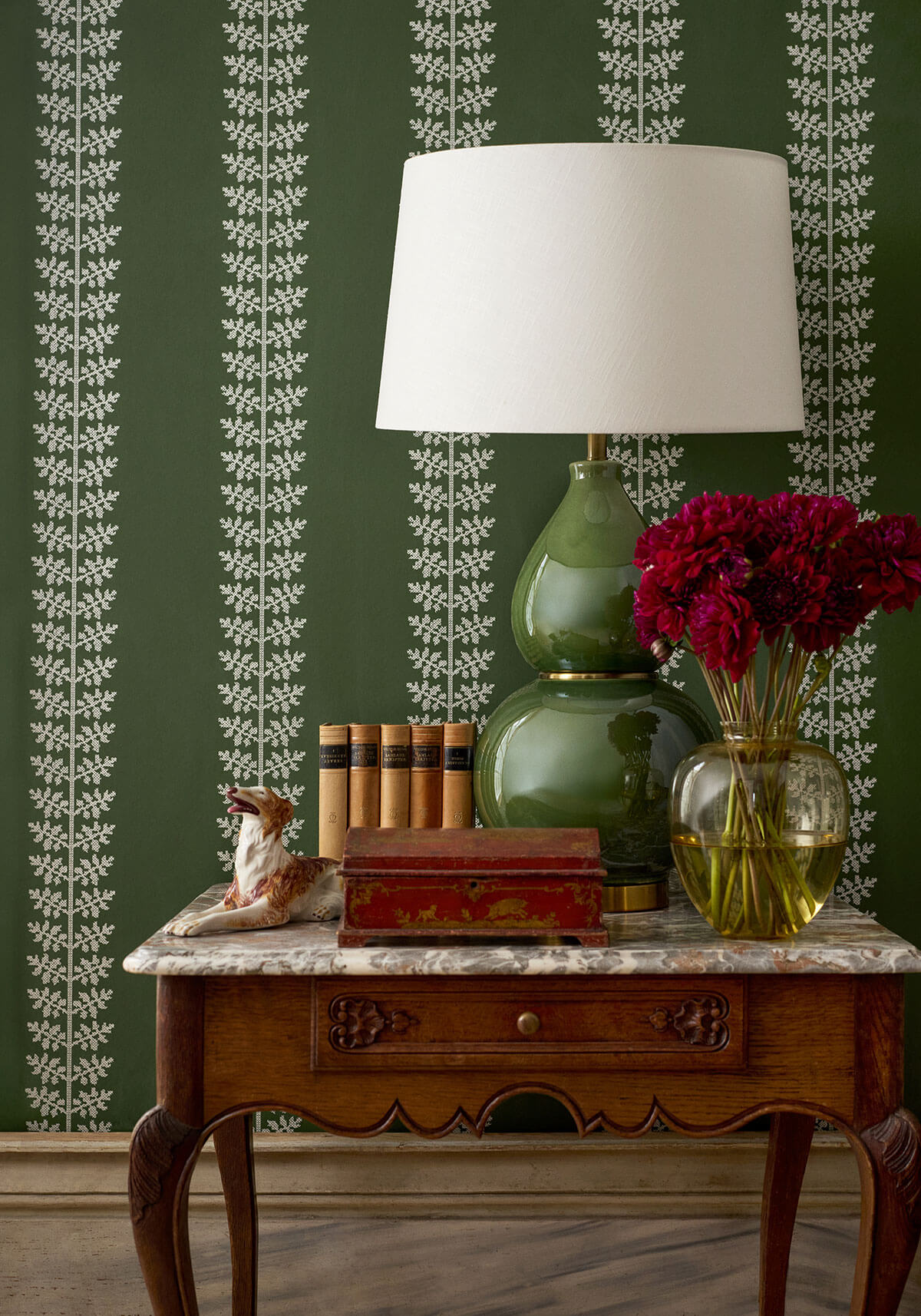 Thibaut Boxwood Amble Wallpaper Sample - Olive