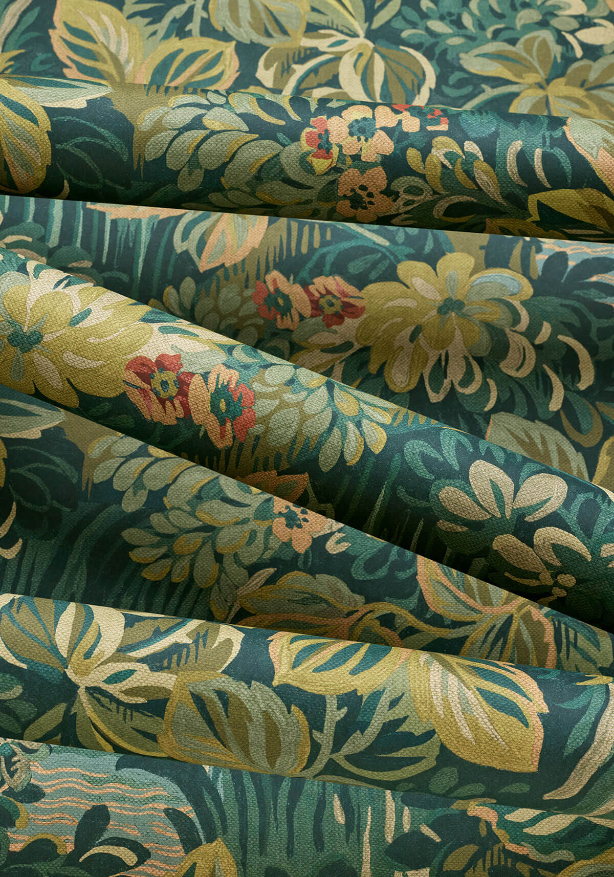 Thibaut Boxwood Night Garden Wallpaper Sample - Peacock